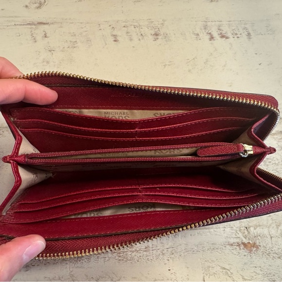 Michael Kors Saffiano Leather Zip-Around Wallet – Raspberry Red - Picture 9 of 9